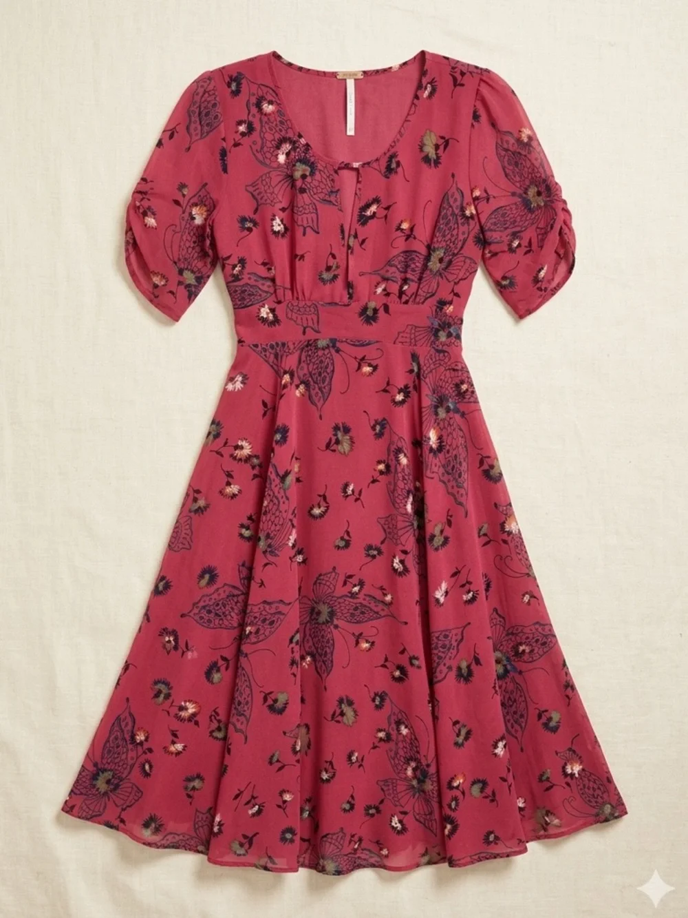 Free People Rose Pink Floral Midi Dress